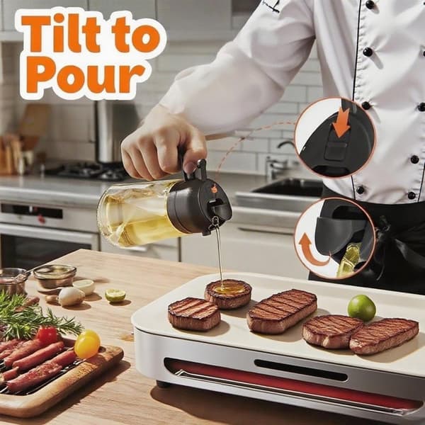 2-i-1 oliedispenser og sprayflaske til madlavning, bagning og grill Black