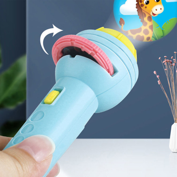 Kids Projector Flashlight with Various Animal Patterns, Early Educational Science Projector, Luminous Toy Blue (80 Patterns)-FO-