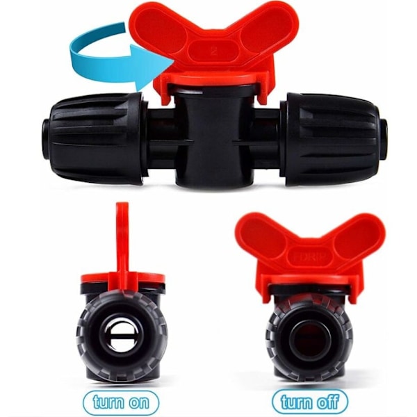 20 stk. Dryp Switch Ventil PE Vandingsslange 16mm Låsbar Spids Kobling Ventilforbindelse Spids Slange Haveventil - On/Off-KK-