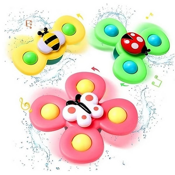 3 kpl Pyörivä Fidget Spinner imukupilla vauvalle/lapselle - Pyörivä lelu