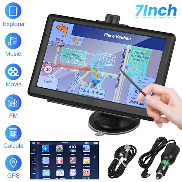 7\" tum GPS-navigationsenhet för bil, lastbil, bil - 8GB + 256MB EU-karta; 7 tums GPS-navigationsenhet för bil, lastbil, bilnavigering