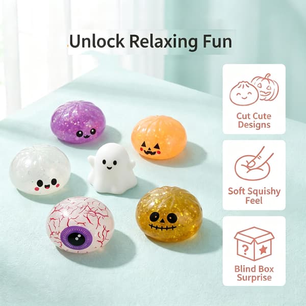 Halloween Spøkelse Dumpling Squishy Leketøysett 5-pakning