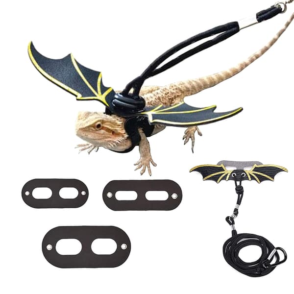 Bearded Dragon Harness Leash Set Lizard Leash with Wing Adjustable for Reptiles-FO-