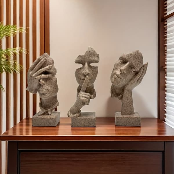 Abstrakt karaktermaske-skulptursæt til bolig- og kontorindretning 3pcs D2488 Set