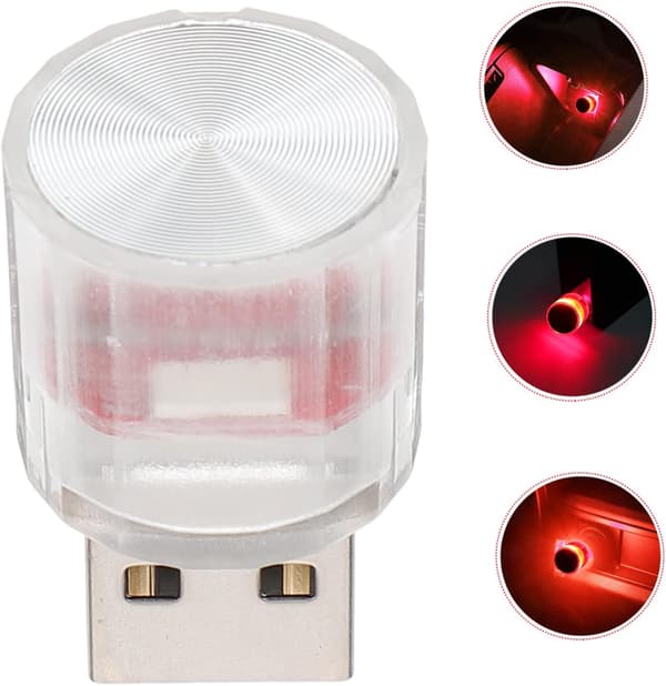 2 stk. Mini In-line Lille Natlys Led Bil Usb Stemningslys Rød-FO-