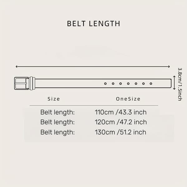 Herre PU læderbælte med metallisk trykspænde - Sort, 110cm 110cm Black