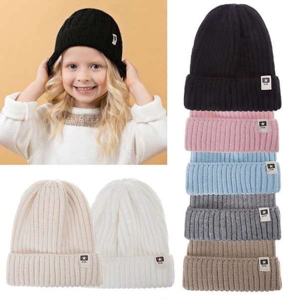Barnmössa Barnmössa Mössa Skidåkning Camping Varm Mössa Elastisk Stickad Vintermössa För Pojkar Flickor Unisex 3-10 År Vit-FO-