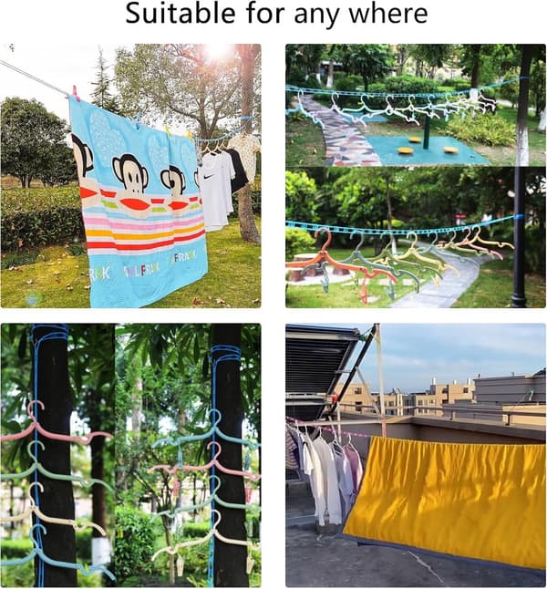 3-pack Clothesline - Drying Lines - Laundry Wire - 5m - Windproof Non-slip Clothesline - Camping Equipment - Outdoor - Portable-FO-