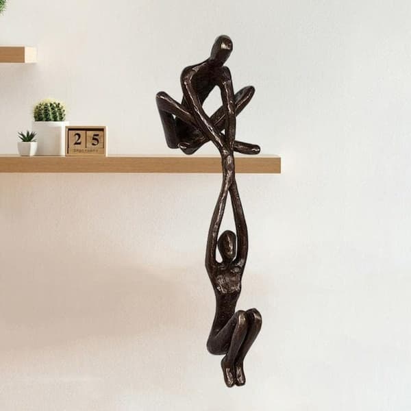 Moderne hyllefigurstatue for par, hjemmeinnredning i bronse støpejern