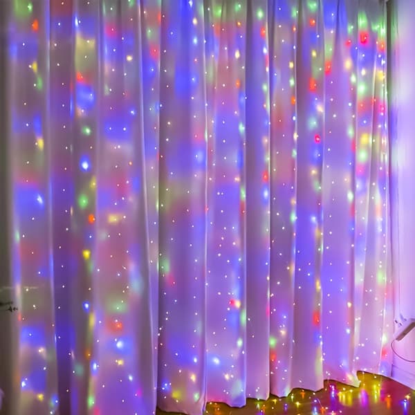 100 LED fe-gardinlys flerfarvede USB-lyskæder indendørs 100 LEDs Multi-Color