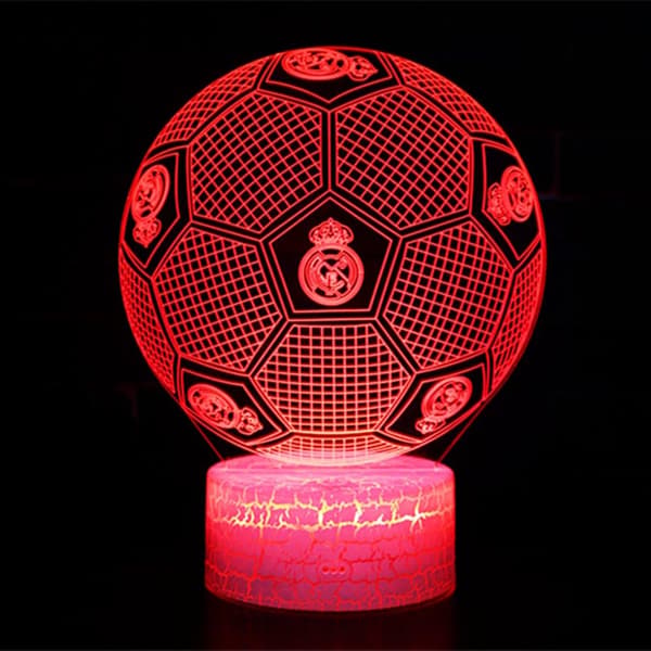 3D Real Madrid Fodboldlampe med 7 LED-farver og Touch Control-FO-