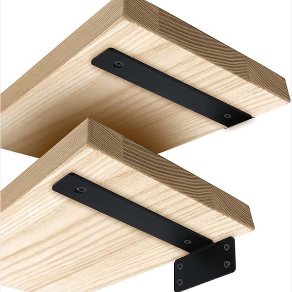 Hyllkonsoler för svävande hyllor 15 cm, 6-pack kraftiga hyllkonsoler, rustika dolda hyllkonsoler med modern järnyta-FO-