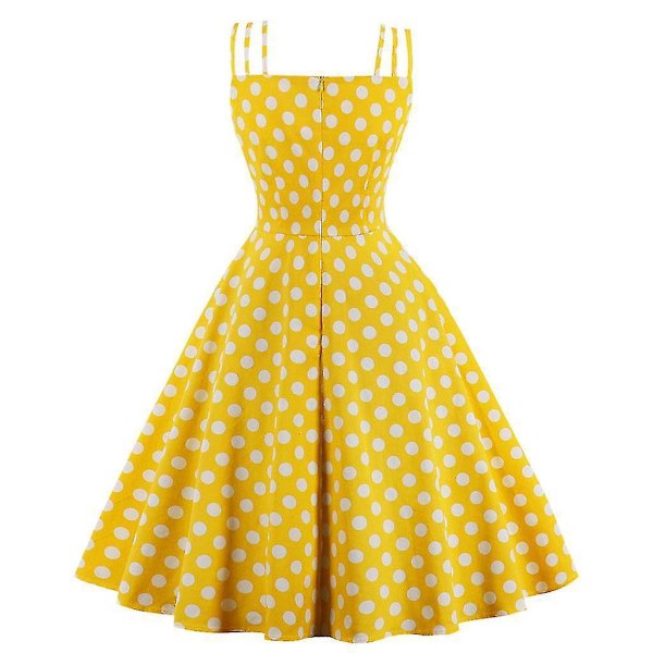 Hepburn Retro Rockabilly Keltainen Swing Mekko Naisille, 50-luvun 60-luvun Iltapuku, Hihaton, 4XL-LP-