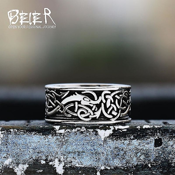 Nye design 316L rustfrit stål klassisk punk dyre totem viking ring højkvalitets smykker LLBR8-712R 13