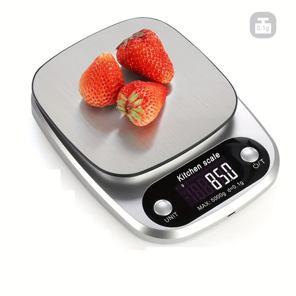 Digital post- och köksvåg, elektronisk våg i rostfritt stål för post, mat, bakning, mångsidig 5kg/0.1