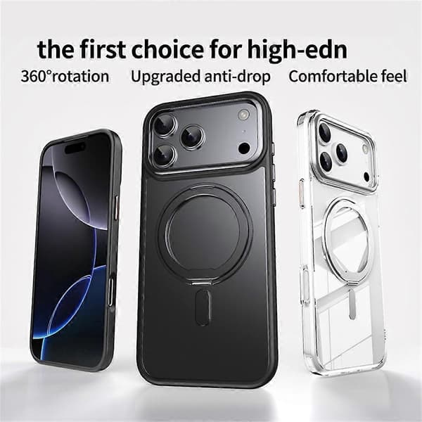 MagSafe-deksel til iPhone 17 Pro Max, TPU og metallstativ-FO-