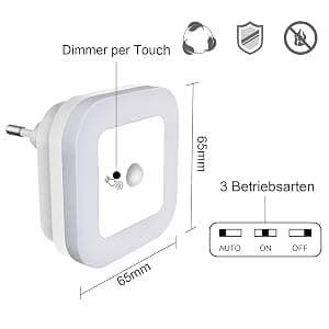 Rörelsesensor LED Nattlampa Set om 2 - Dimbar & 3 Lägen (Auto/På/Av)-FO-