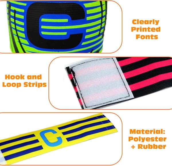 6 stk kapteinsbind, justerbart kapteinsbind fotball for barn og voksne, flerfarget elastisk sportsbind polyester-FO-