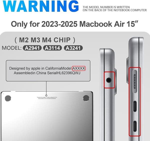 Case Compatible with MacBook Air 15 Inch M4 M3 M2 2025 2024 2023 Release A3241 A3114 A2941, Protective Hard Shell [A1]-FO-