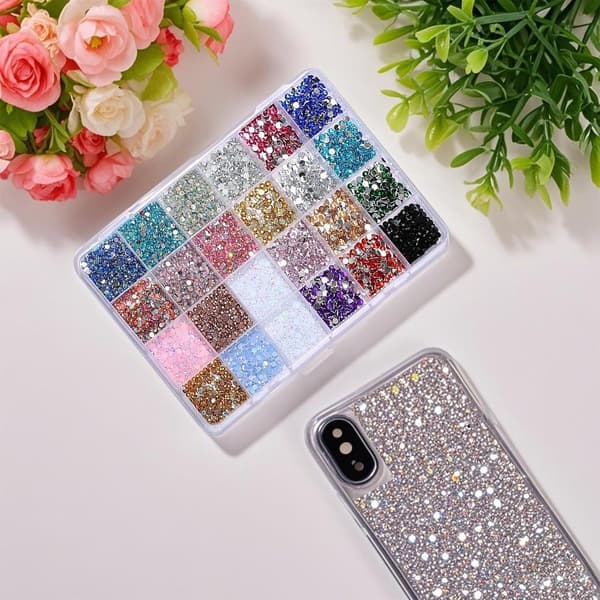 Strass-set med pincett och prickverktyg för nagelkonst och pyssel