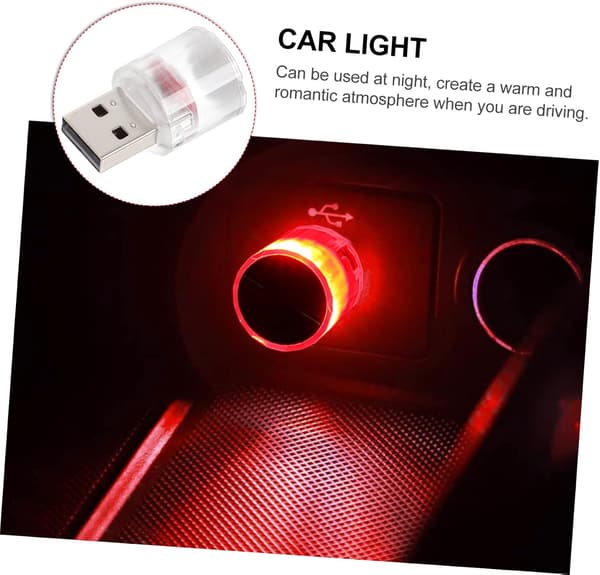 2 stk. Mini In-line Lille Natlys Led Bil Usb Stemningslys Rød-FO-