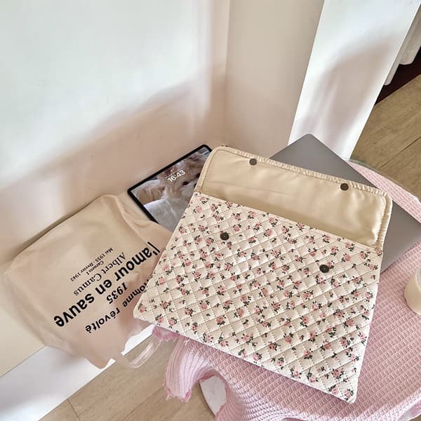 Blommönster e Laptopfodral Väska 11 13 14 Tum För Bok Rosa-FO-