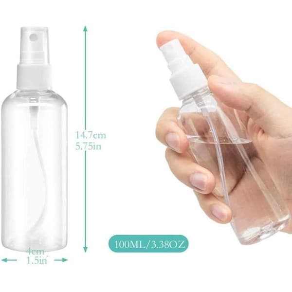 Empty Spray Bottle 100ml, Empty Refillable Plastic Travel Bottle, Reusable Transparent Atomizer P1578-FO-