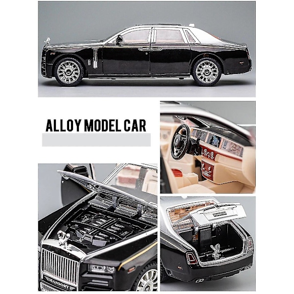 1/24 Rolls Royce Phantom Legetøjsbilmodel Diecast Metal Luksus Miniatur Træk Tilbage Lyd Lys Dør Åbning Samling Gave Børn Rolls Royce Phantom3