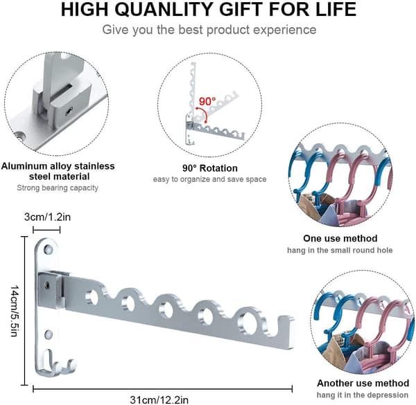 Wall-mounted clothes rail foldable, clothes hanger hooks-FO-
