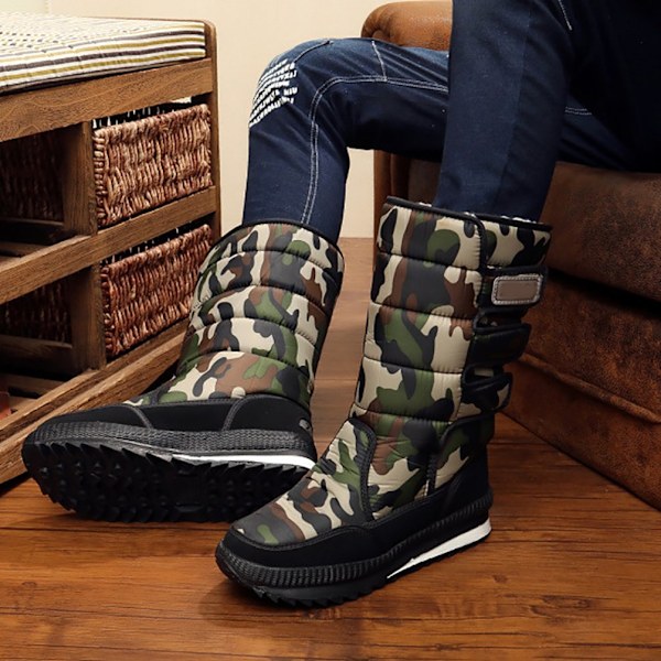 Vinterstövlar med vadderat foder Vattentäta snöboots Svart Black 37