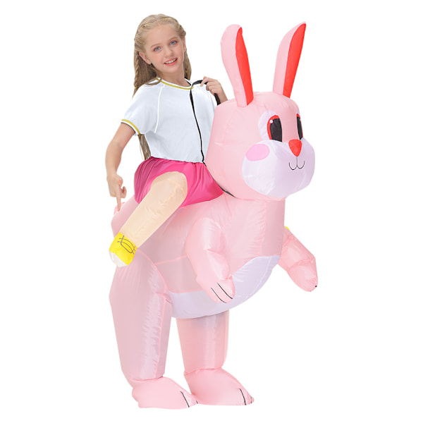 Uppblåsbar dinosauriedräkt för sportprestationer, ridande dinosauriedräkt, Halloween-kostym Rid en vit kanin Ride a white rabbit Middle children 120-140cm