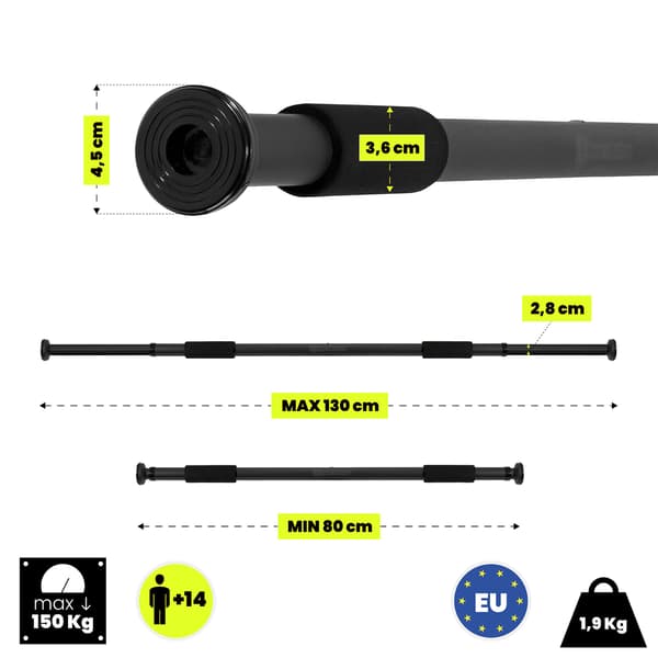 HyperMotion justerbar pull-up-stang 80–130 cm, 150 kg, svart-FO-