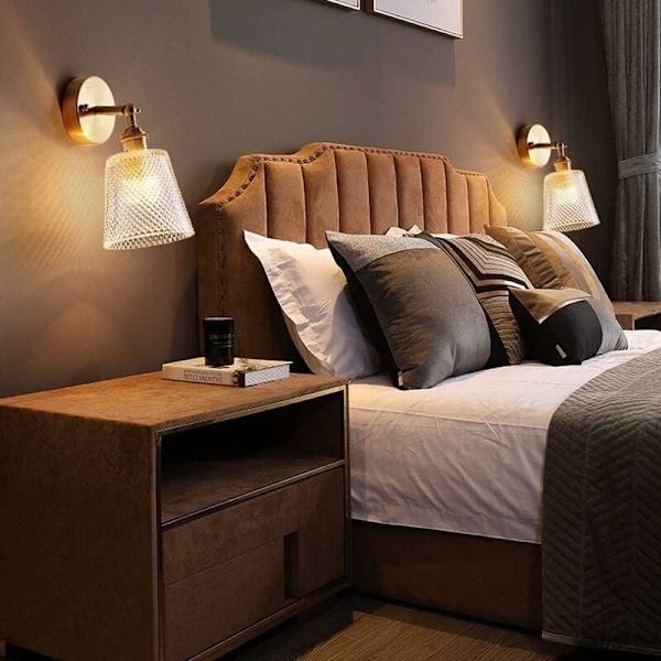 Moderne Kopparglas Vegglampe Messing Vegglampe for Restaurant Stue Bad Speil Spotlight Sengeside for B