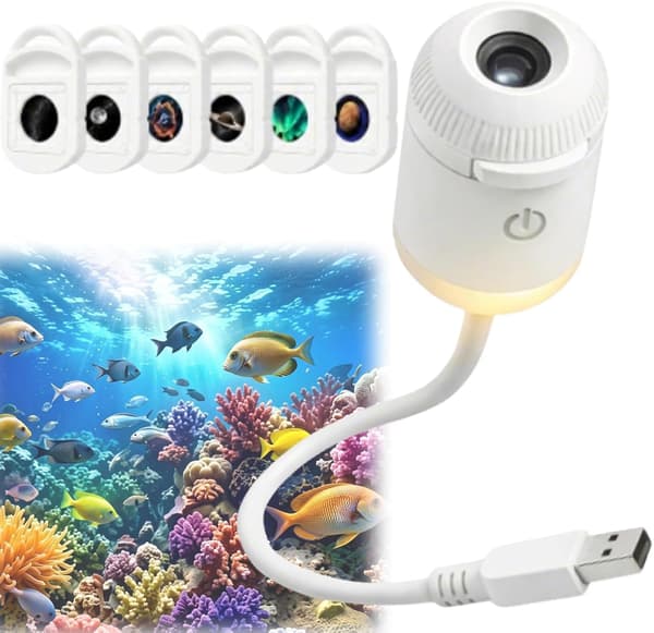 HD Smart Dynamic 5D Holographic Night Light Projector, Plug and Play HD Star Projector, 360° USB Galaxy and Moon Projector Lamp-FO- 6 films