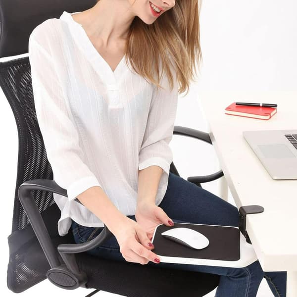 Musemåtte under skrivebord med 360° roterende clip-on platform, tastaturbakke montering-FO-