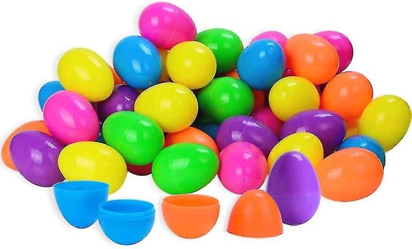 50-pack Plastic Easter Eggs, 6 cm Fillable Easter Eggs, Plastic Eggs For Egg Hunt Random Color_Special Gifts{YDE}-FO-
