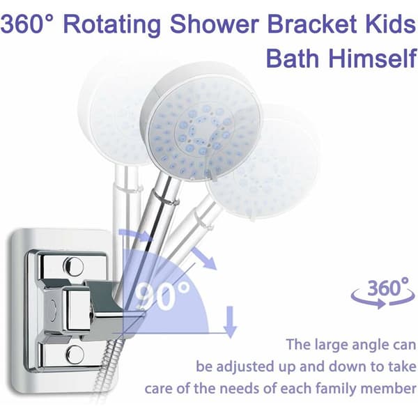 360° Adjustable Shower Head Holder, Wall Mount Without Drilling, Universal Shower Holder, Compatible with Most Shower Heads-FO-