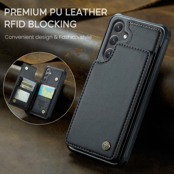 Caseme RFID-etui og stativ til Samsung Galaxy S25 - Sort