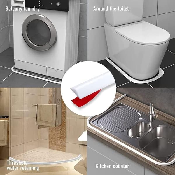 1m Self-Adhesive Shower Threshold Strip, Waterproof Silicone Barrier for Bathroom and Kitchen, Shower Threshold / Water Barrier-FO- Grå