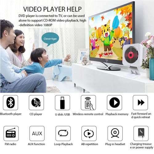 EFUTURE Multifunktionell CD / DVD-spelare Bluetooth-högtalare FM-FO-