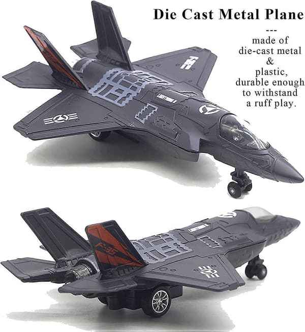 Jetplansmodell F-35 Flygplan Armé Flygvapen Gjuten metall Pull-back Bombplan Attackplan med ljus och ljud för barn-FO-