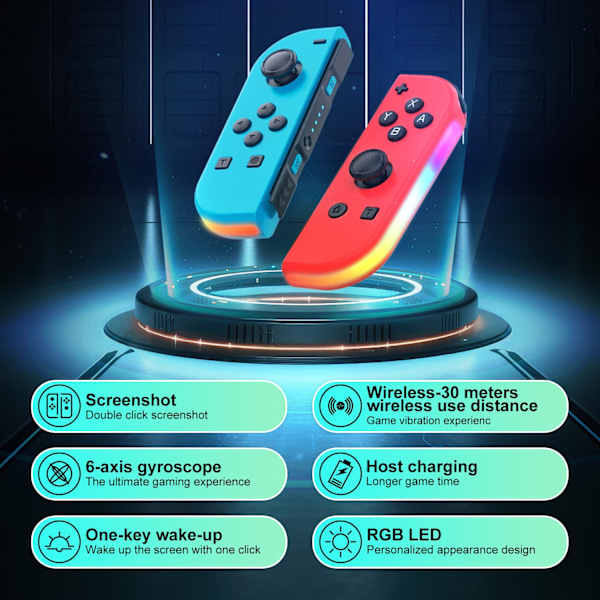 Trådløs håndkontroller kompatibel med Nintendo Switch, Oled, Lite Gamepad Joystick (v/h) Erstatning med RGB høyre purple+yellow