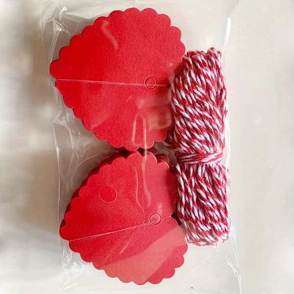 Hjerteformede gaveposer i kraftpapir med tilhørende kort og snore til fester og fejringer 30pcs