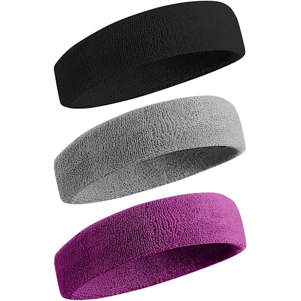 3 kpl Hikinauha urheilu pääpanta miehille ja naisille - kosteutta siirtävä urheilullinen puuvillafrotee hikinauha-PO-