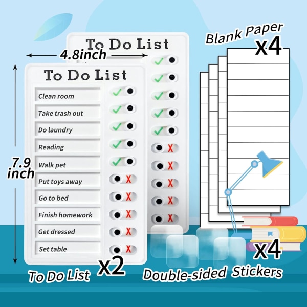 2-delad syssloschema för vuxna att göra Lista Mina sysslor Checklista Uppgiftstavla Glidande rutinschema för barn Rv-påminnelse