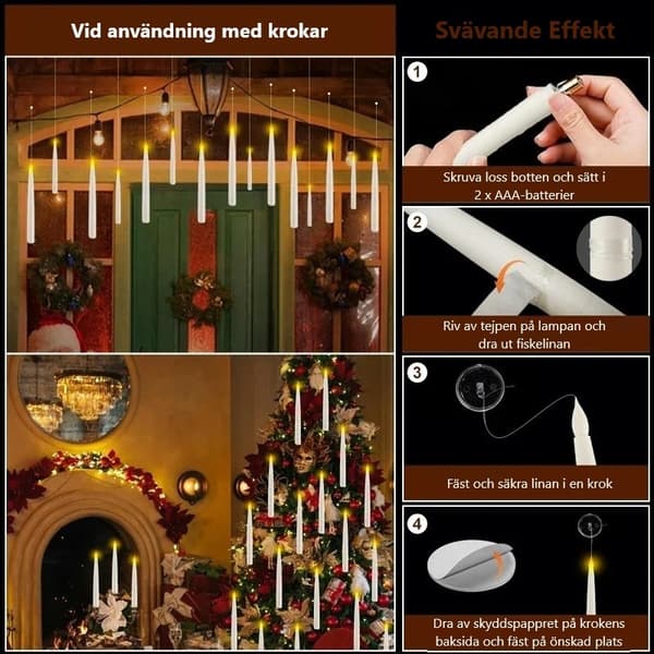 12-pak flydende stearinlys med LED-lysstang og timer-FO-