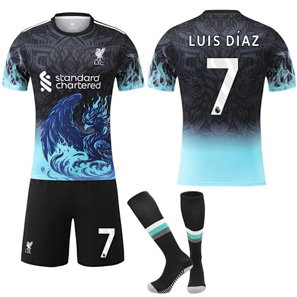 2025-2026 Liverpool Special Anniversary Edition Sininen Jalkapallopaita Sukkien kanssa No.7 LUIS DIAZ No.7 LUIS DIAZ S