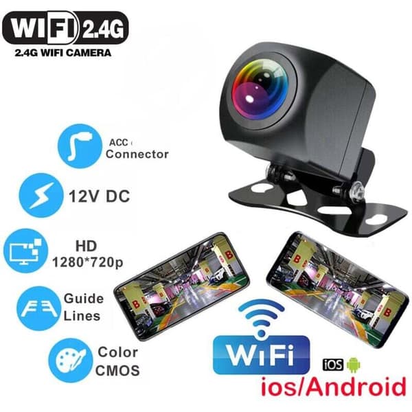 Trådløst bakkamera til bil med WIFI, 170 grader, Dash Cam, HD nattesyn, til iPhone, Android, 12V.-FO-