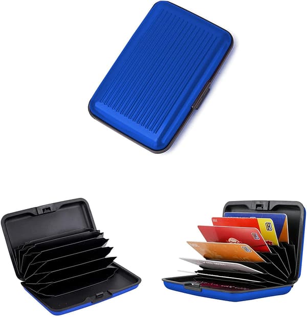 Kortholder i aluminium med RFID-beskyttelse Blå-FO-