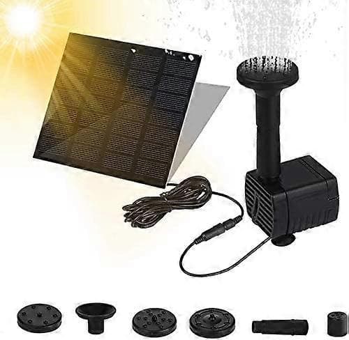 Solar-powered pond pump with built-in battery, 4 fountain styles for outdoor use-FO-